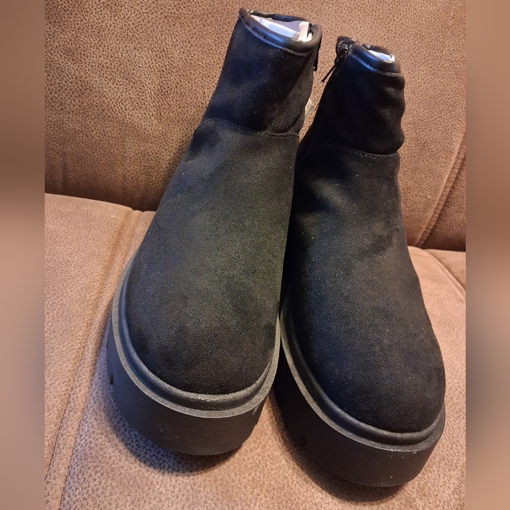 No Boundaries Cozy Boot Platform Ankle Boots Black Size 9 - Picture 3 of 8